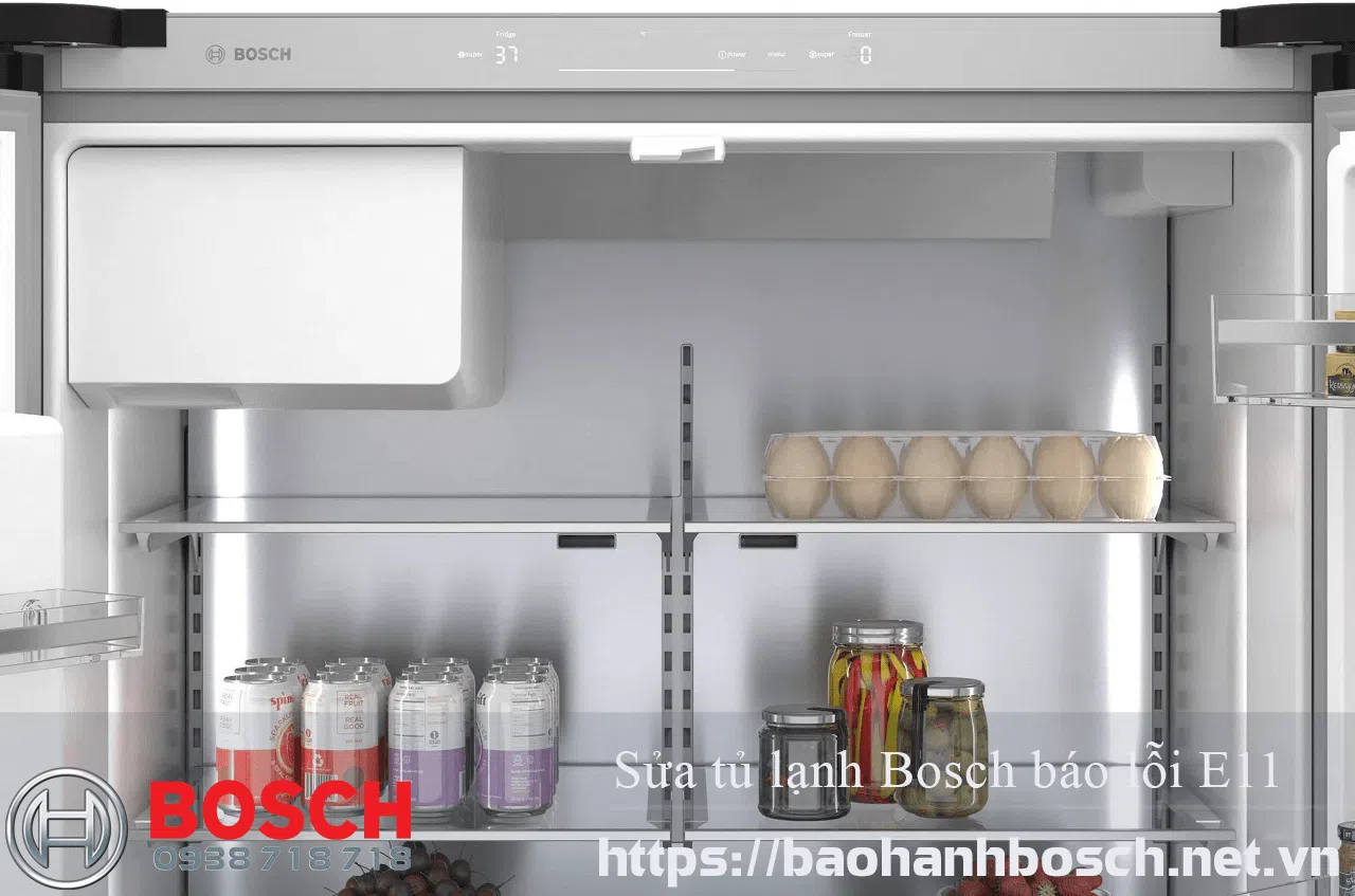 Bộ tủ lạnh Bosch báo lỗi E11, sửa chữa và bảo hành tủ lạnh Bosch chính hãng tại trung tâm bảo hành Bosch Việt Nam.
