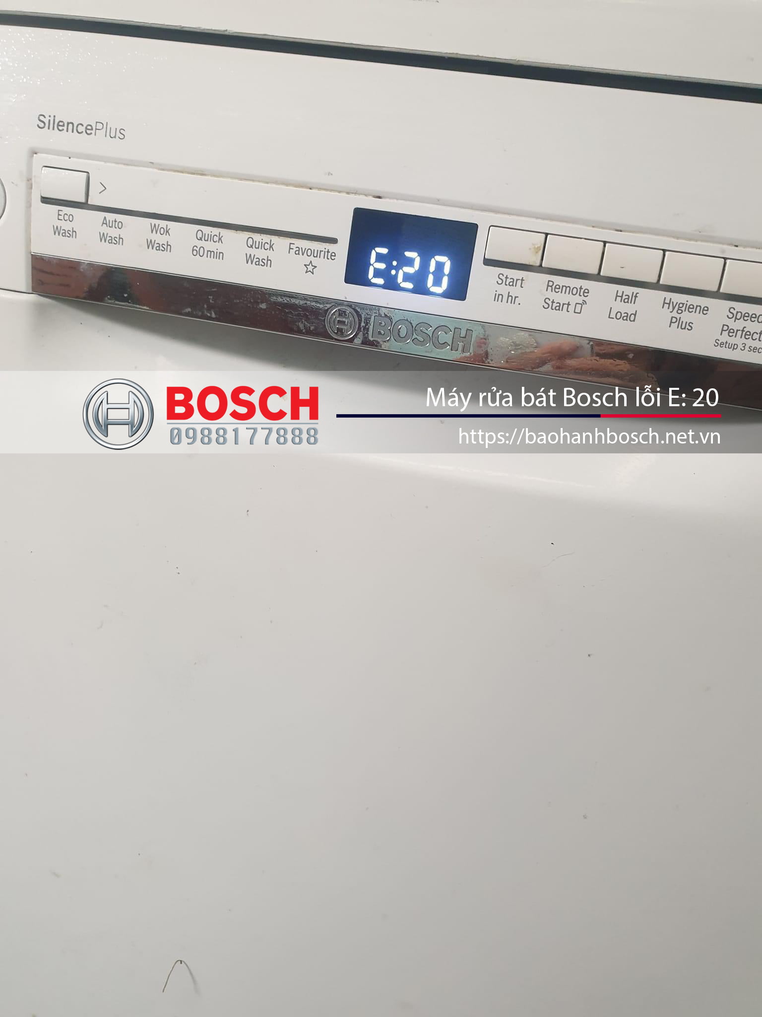 Chẩn đoán lỗi E: 20 của máy rửa bát Bosch, dịch vụ bảo hành và sửa chữa chính hãng tại https://bosch-services.vn. Tư vấn kỹ thuật và linh kiện thay thế phù hợp.