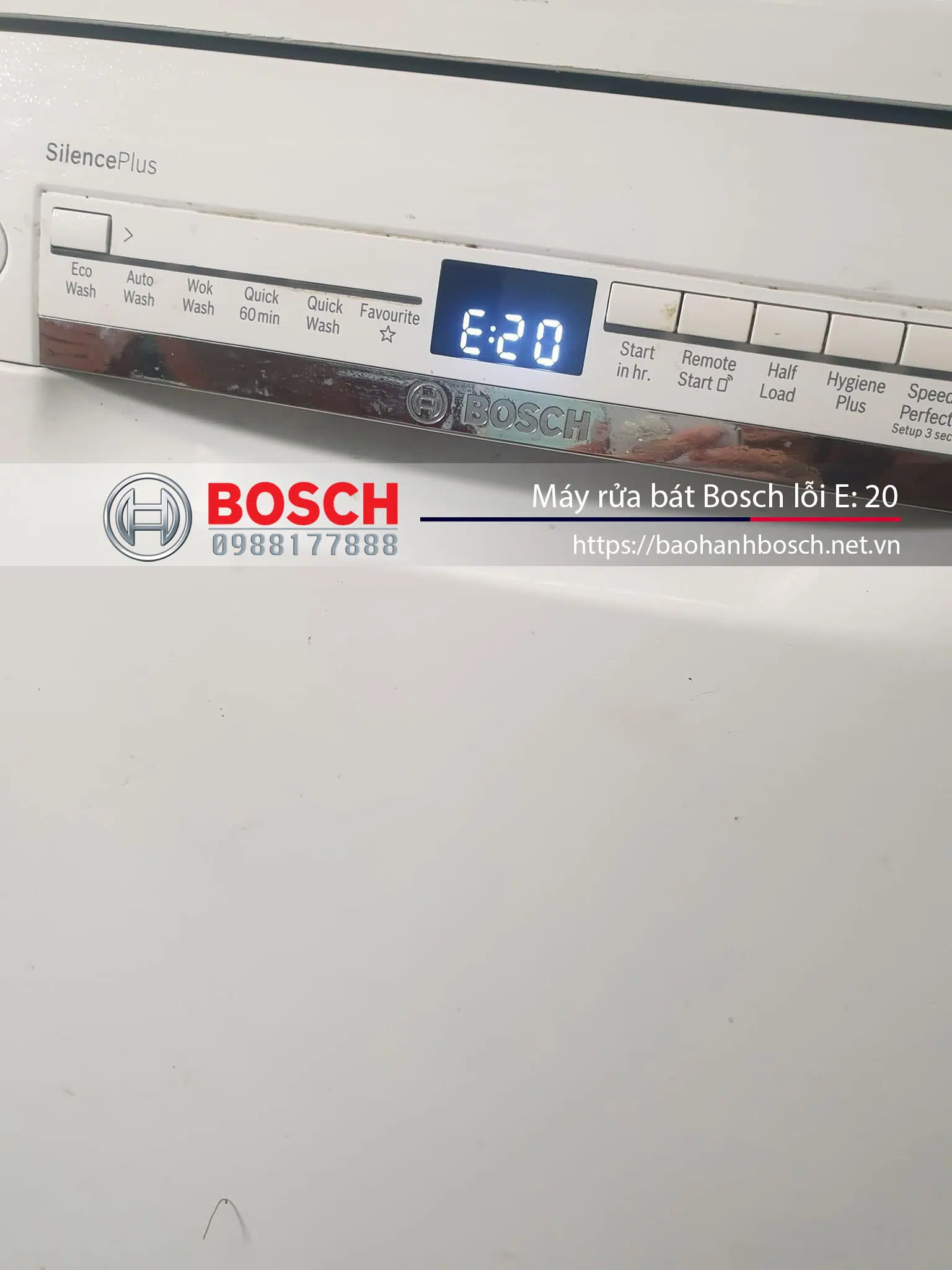 Chẩn đoán lỗi E: 20 của máy rửa bát Bosch, dịch vụ bảo hành và sửa chữa chính hãng tại https://baohanhbosch.net.vn. Tư vấn kỹ thuật và linh kiện thay thế phù hợp.