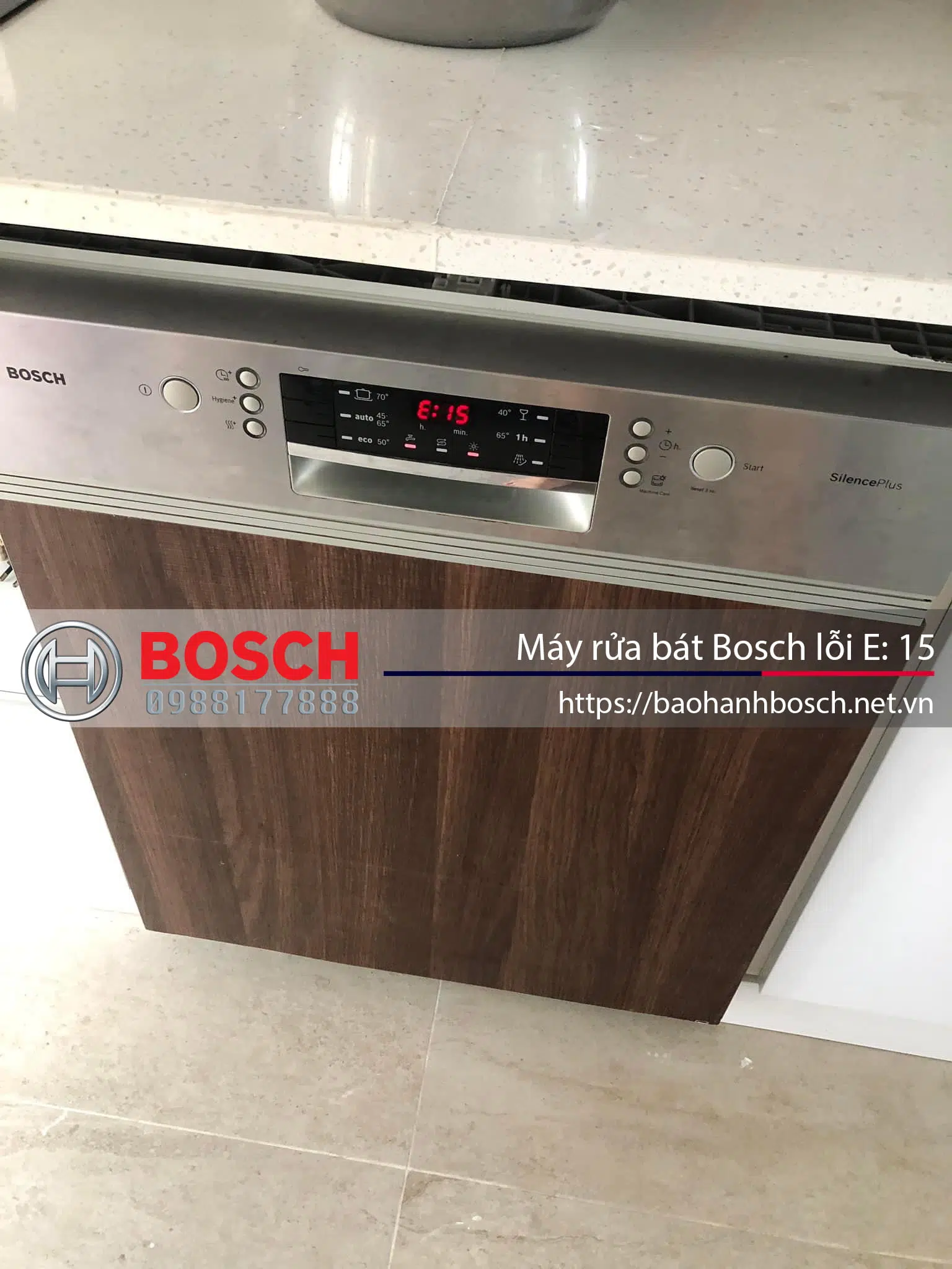 Máy rửa bát Bosch lỗi E:15, dịch vụ bảo hành Bosch chính hãng tại Việt Nam.